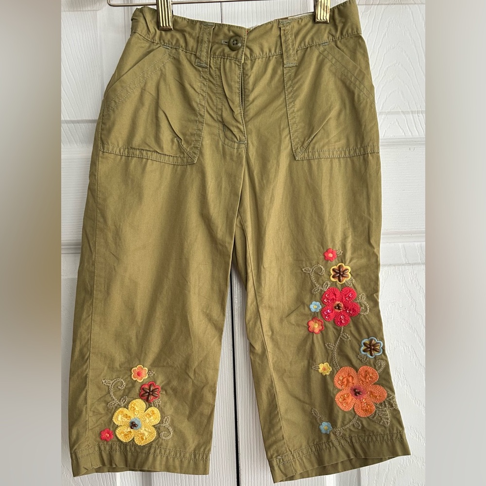Gymboree ISLAND GETAWAY Floral Capris Pants Green size 6